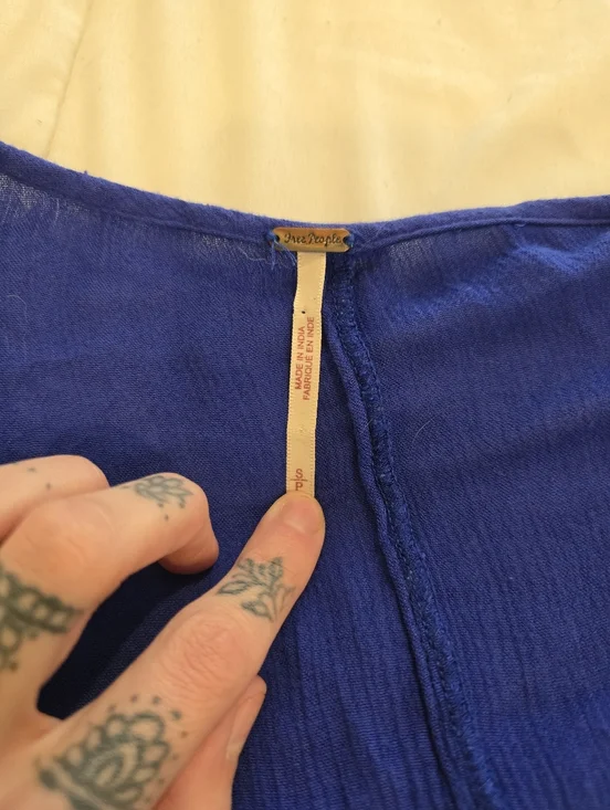 Free People Womens Pretty Pineapple Embroidered Dress Royal Blue Size Small - Picture 8 of 11